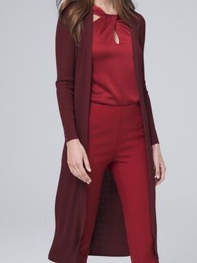 White House Black Market Deep Garnet Ribbed
Duster NWT